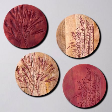 Elegant Botanical Wall Plate Set of 4